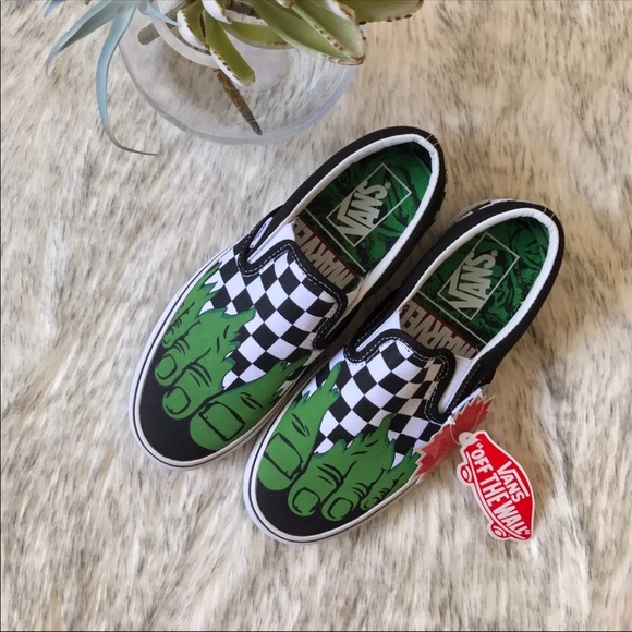 ‼️sold‼️Vans Hulk Avengers Checkered Shoes 5Y - Picture 3 of 8